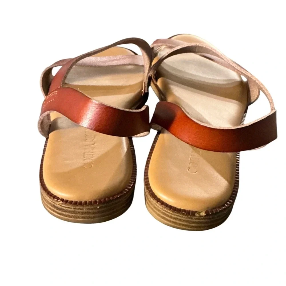Cynthia Rowley Womens Cognac Brown Leather Slingback Flat Sandals Size 8.5 - Picture 4 of 6
